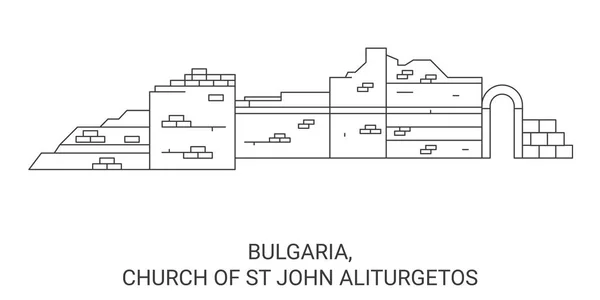 Bulgarien Kirche Des Johannes Aliturgetos Reise Meilenstein Linienvektorillustration — Stockvektor