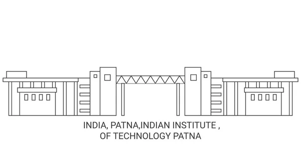 India Patna Indian Institute Technology Patna Travel Landmark Line Vector — 图库矢量图片