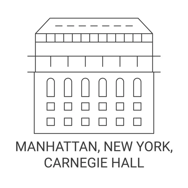 Stany Zjednoczone Manhattan Nowy Jork Carnegie Hall Podróży Punkt Orientacyjny — Wektor stockowy
