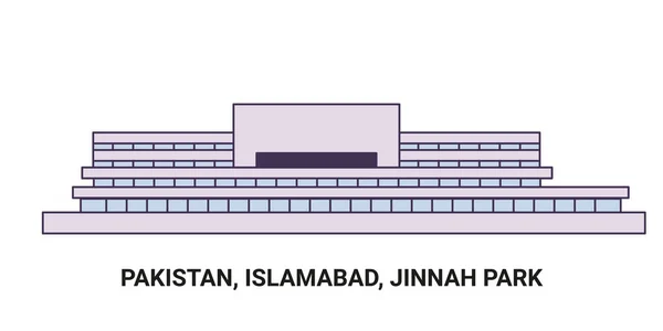 Pakistán Islamabad Jinnah Park Ilustración Vector Línea Referencia Viaje — Vector de stock