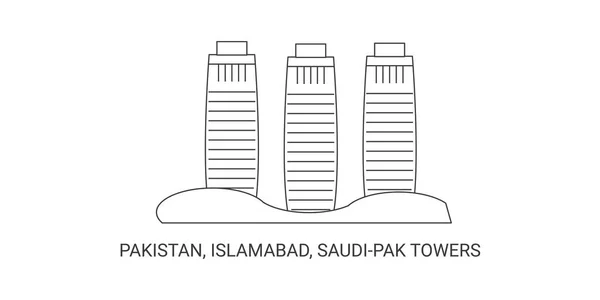Πακιστάν Ισλαμαμπάντ Πύργοι Saudipak Εικονογράφηση Φορέα Γραμμής Ορόσημο Ταξιδιού — Διανυσματικό Αρχείο