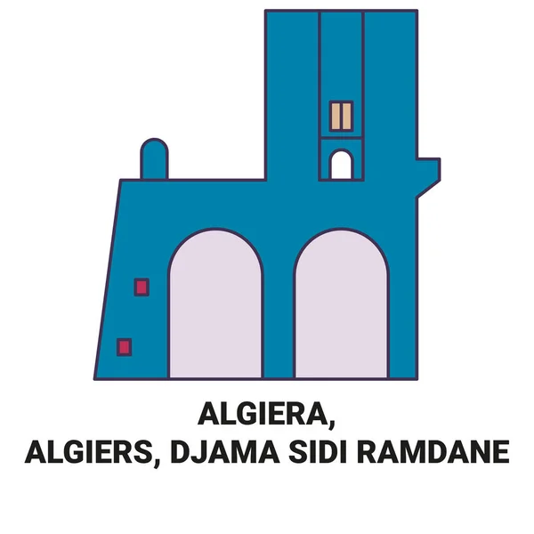 Algiera Algeri Djama Sidi Ramdane Viaggi Punto Riferimento Linea Vettoriale — Vettoriale Stock
