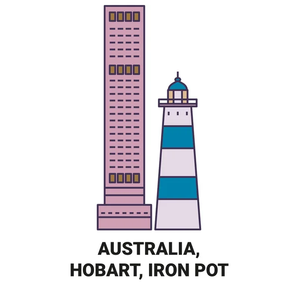 澳大利亚 霍巴特 铁球旅行地标线矢量图解 — 图库矢量图片