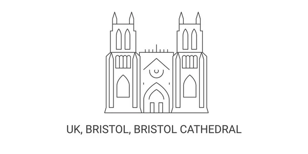 England Bristol Bristol Cathedral Travel Landmark Line Vector Illustration — Stock Vector