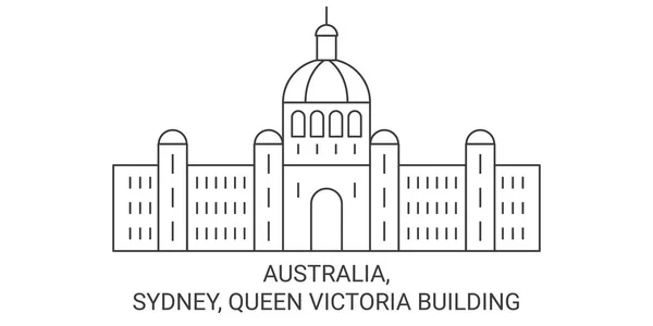 Australia Sydney Queen Victoria Building Travel Landmark Line Vector Illustration — Stock Vector