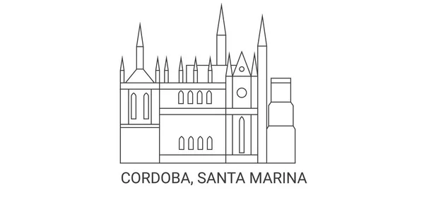 Argentina Córdoba Santa Marina Viagem Marco Linha Vetor Ilustração — Vetor de Stock