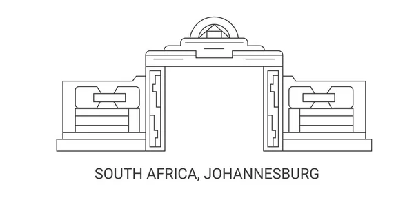 South Africa Johannesburg Travel Landmark Line Vector Illustration — Stock Vector