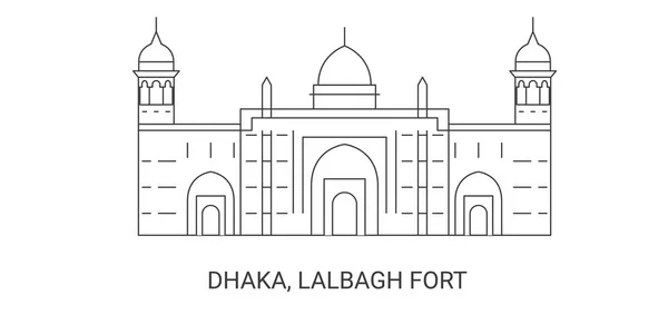 バングラデシュ ダッカ Lalbagh砦 旅行ランドマークラインベクトルイラスト — ストックベクタ