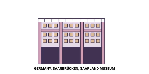 Deutschland Saarbrücken Saarland Museum Reise Meilenstein Linienvektorillustration — Stockvektor