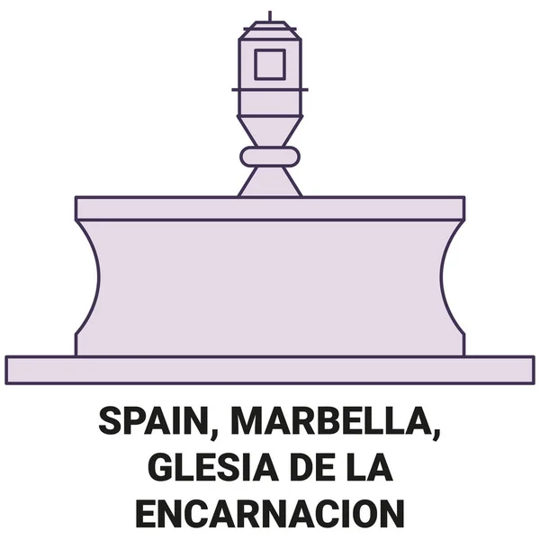 西班牙 Marbella Glesia Encarnacin旅行地标线矢量说明 — 图库矢量图片