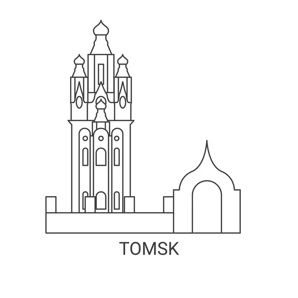 Ryssland Tomsk Resa Landmärke Linje Vektor Illustration — Stock vektor