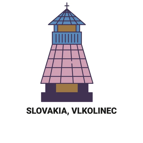 Eslovaquia Vlkolinec Recorrido Hito Línea Vector Ilustración — Vector de stock