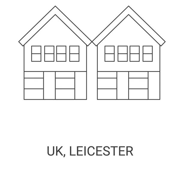Ngiltere Leicester Seyahat Tarihi Vektör Çizelgesi Çizimi — Stok Vektör