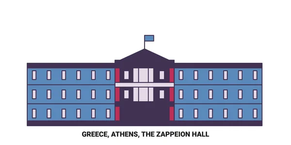 Grécia Atenas Zappeion Hall Viagem Marco Linha Vetor Ilustração —  Vetores de Stock