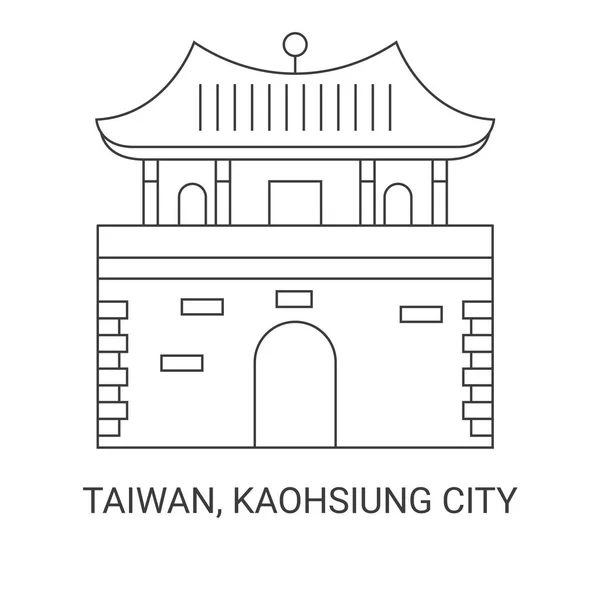 Tajvan Kaohsiung Város Utazás Mérföldkő Vonal Vektor Illusztráció — Stock Vector
