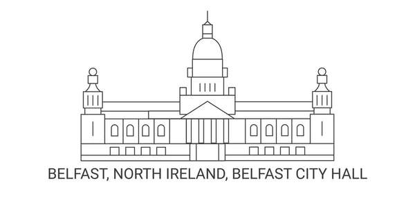 Nordirland Belfast Belfast City Hall Resa Landmärke Linje Vektor Illustration — Stock vektor