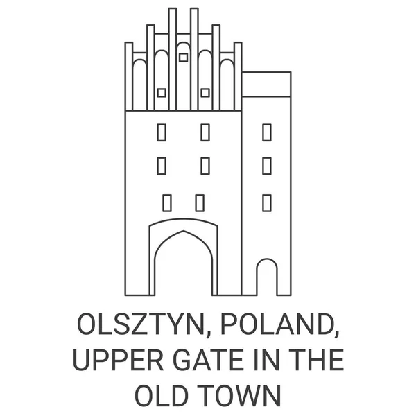 Πολωνία Olsztyn Άνω Πύλη Στην Παλιά Πόλη Ταξίδια Ορόσημο Γραμμή — Διανυσματικό Αρχείο