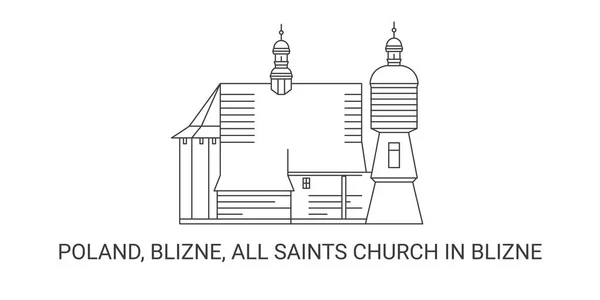 Polonia Blizne All Saints Church Blizne Illustrazione Vettoriale Linea Riferimento — Vettoriale Stock