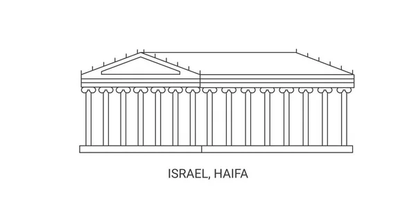 Israel Haifa Viaje Hito Línea Vector Ilustración — Vector de stock