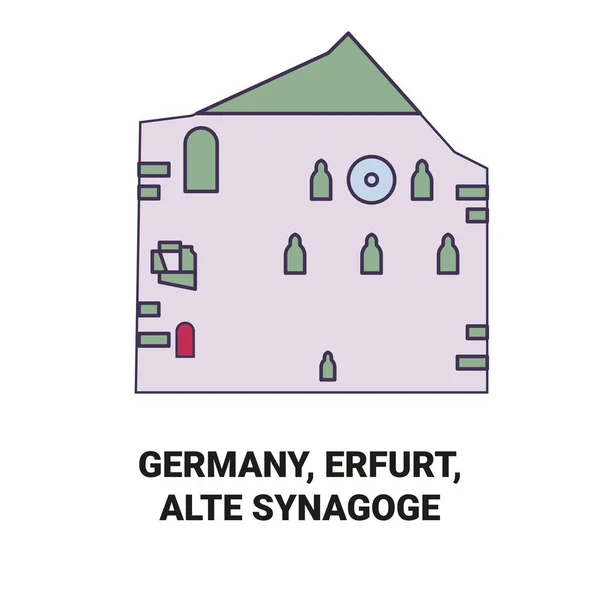 Tyskland Erfurt Alte Synagoge Resa Landmärke Linje Vektor Illustration — Stock vektor