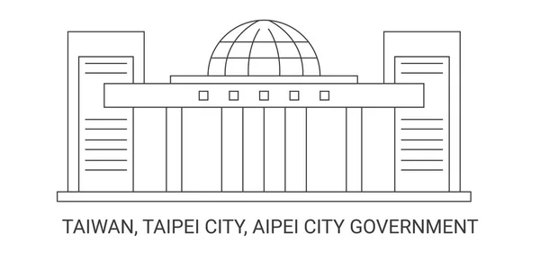 Taiwan Taipei City Aipei City Government Travel Landmark Line Vector — 스톡 벡터