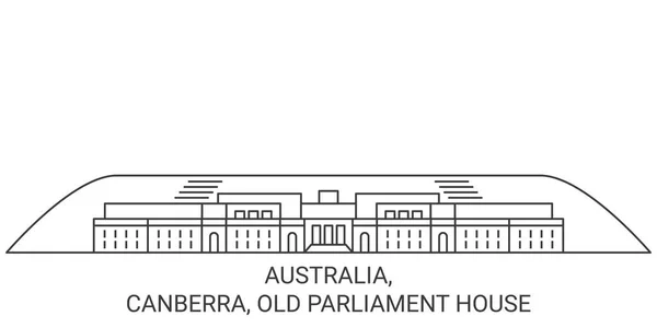 Avustralya Canberra Eski Parlamento Binası Seyahat Çizgisi Vektör Ilüstrasyonu — Stok Vektör