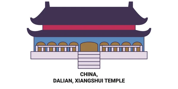Kína Dalian Xiangshui Templom Utazás Mérföldkő Vonal Vektor Illusztráció — Stock Vector