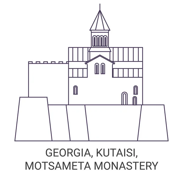 Georgia Kutaisi Motsameta Monasterio Recorrido Hito Línea Vector Ilustración — Archivo Imágenes Vectoriales