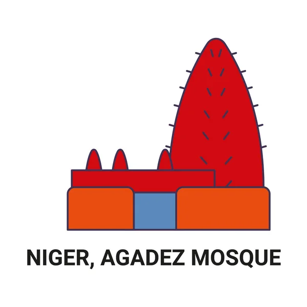 Mešita Niger Agadez Vektorová Ilustrace Trasy — Stockový vektor