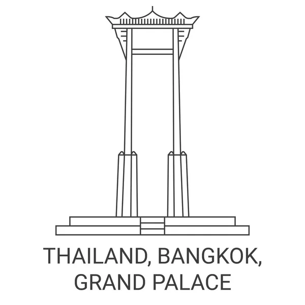 Thailand Bangkok Grand Palace Reizen Oriëntatiepunt Lijn Vector Illustratie — Stockvector