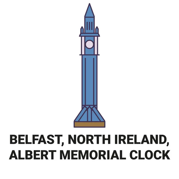 Irlanda Belfast Albert Memorial Clock Viaggi Landmark Line Illustrazione Vettoriale — Vettoriale Stock