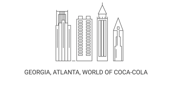 Estados Unidos Georgia Atlanta Mundo Cocacola Recorrido Hito Línea Vector — Vector de stock