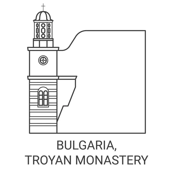 Bulgarien Trojanska Klostret Resa Landmärke Linje Vektor Illustration — Stock vektor