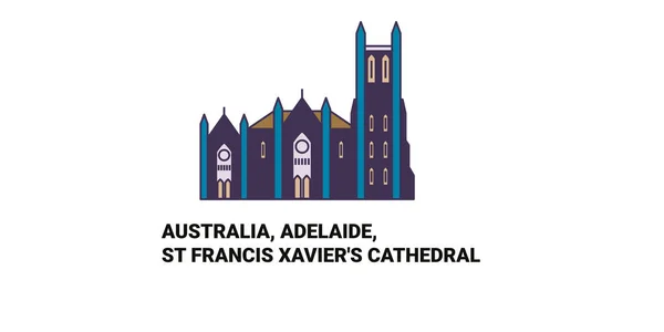 澳大利亚 Adelaide Francis Xaviers大教堂旅行地标线矢量说明 — 图库矢量图片
