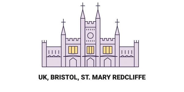 Αγγλία Μπρίστολ Mary Redcliffe Ταξίδι Ορόσημο Γραμμή Διανυσματική Απεικόνιση — Διανυσματικό Αρχείο