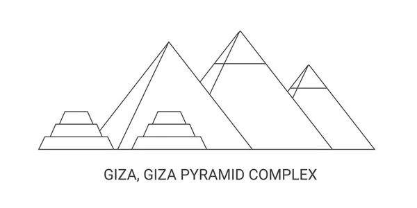 Égypte Gizeh Complexe Pyramidal Gizeh Illustration Vectorielle Ligne Repère Voyage — Image vectorielle