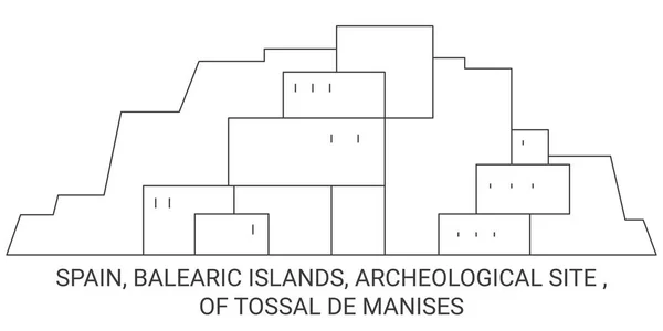 Spain Balearic Islands Archeological Site Tossal Manises Travel Landmark Line — Stock Vector