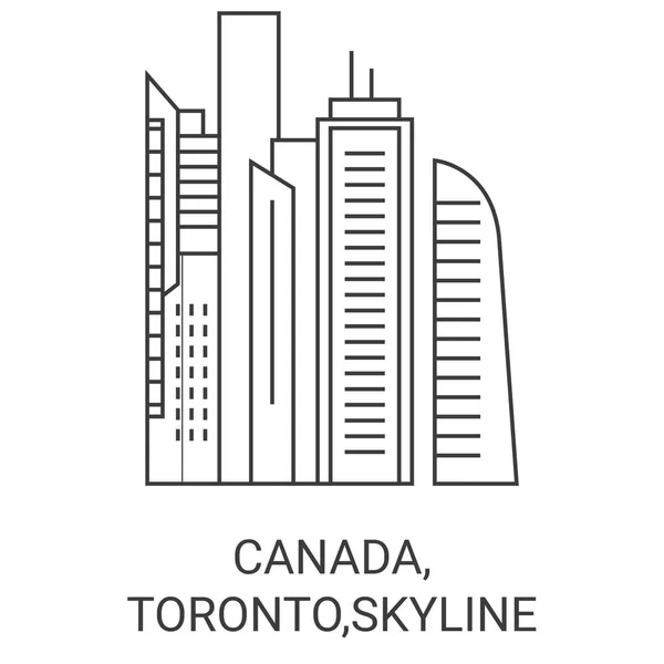 Канада Торонто Skyline Travel Landmark Line Illustration — стоковий вектор