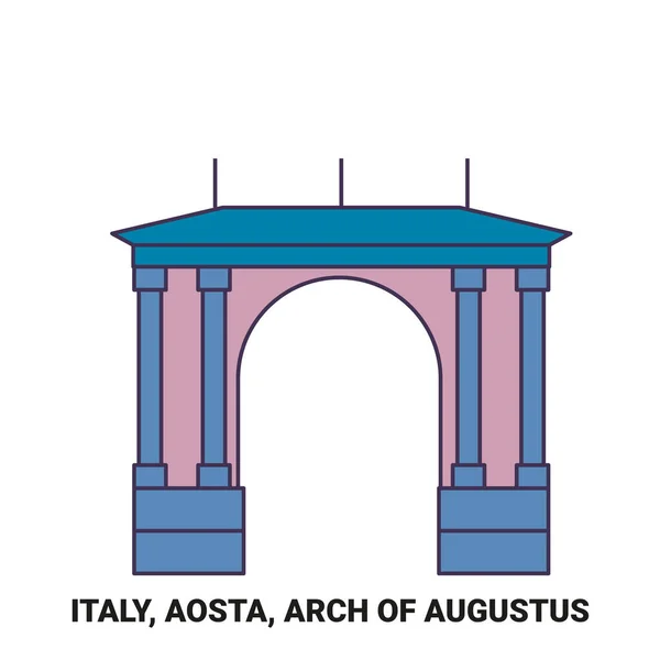 Italia Aosta Arco Augusto Recorrido Hito Línea Vector Ilustración — Archivo Imágenes Vectoriales
