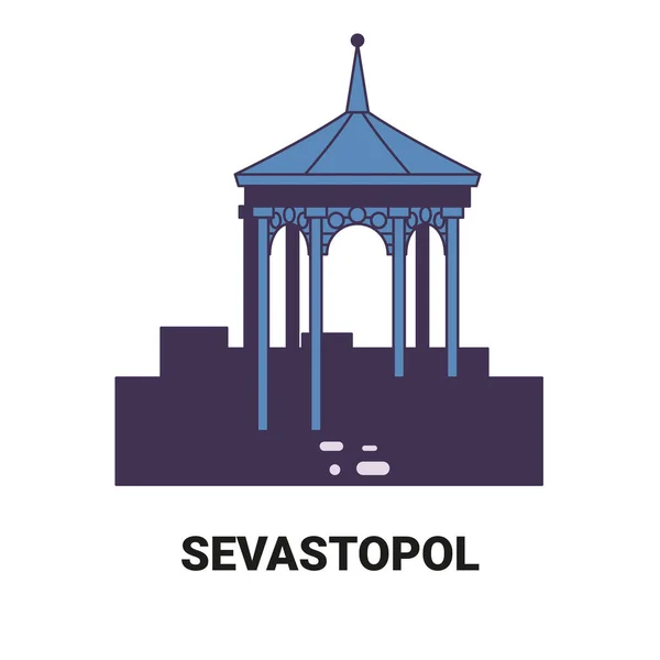 Rusia Sebastopol Viaje Hito Línea Vector Ilustración — Vector de stock