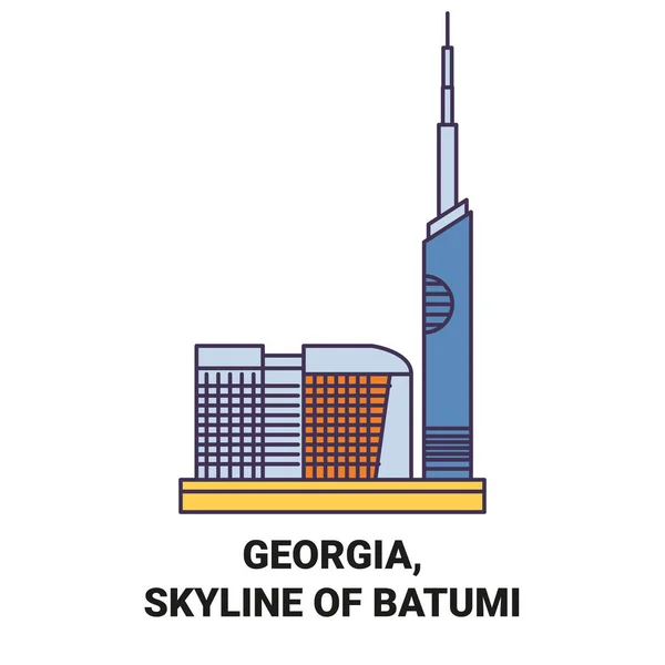 Грузия Skyline Batumi Travel Landmark Line Vector Illustration — стоковый вектор