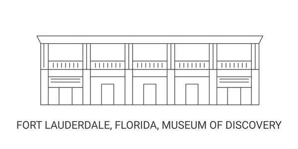 Verenigde Staten Fort Lauderdale Florida Museum Discovery Reis Oriëntatiepunt Vector — Stockvector