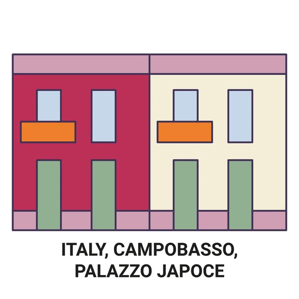 Italie Campobasso Palazzo Japoce Voyages Illustration Vectorielle Ligne Historique — Image vectorielle