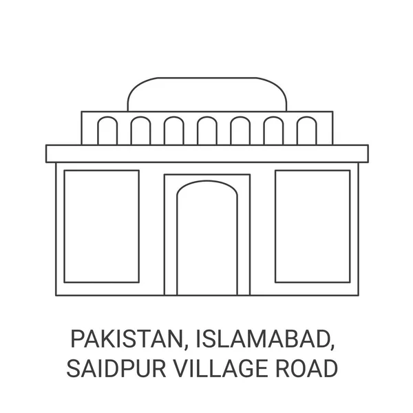 巴基斯坦 伊斯兰堡 Saidpur村公路旅行地标线矢量图解 — 图库矢量图片