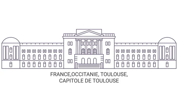 Γαλλία Occitanie Τουλούζη Capitole Toulouse Ταξίδια Ορόσημο Γραμμή Διανυσματική Απεικόνιση — Διανυσματικό Αρχείο