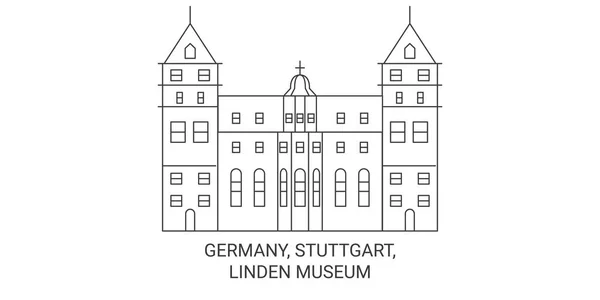 Deutschland Stuttgart Linden Museum Reise Meilenstein Linienvektorillustration — Stockvektor