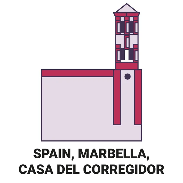 Spanien Marbella Casa Del Corregidor Resa Landmärke Linje Vektor Illustration — Stock vektor