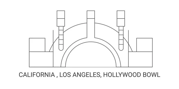 Сша Каліфорнія Лос Анджелес Голлівуд Боул Ілюстрації Лініях Подорожей — стоковий вектор