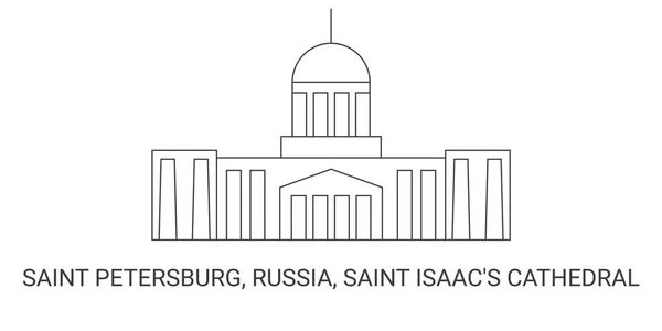 Rússia São Petersburgo Catedral São Isaacs Ilustração Vetor Linha Referência — Vetor de Stock
