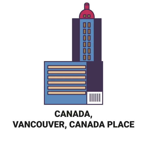 Canada Vancouver Canada Place Travel Landmark Line Illustration — стоковий вектор